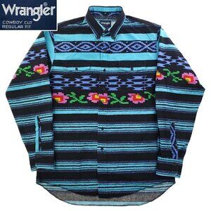 Wrangler Cowboy Cut Aztec Southwest Shirt Vintage USA Single Needle 16 1/2 35